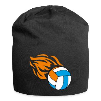 Fliegender flammender Volleyball - Jersey-Beanie - Schwarz - Vorne