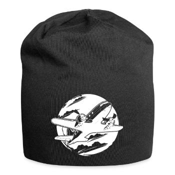 Flugzeug Zeichnung - Jersey-Beanie - Schwarz - Vorne