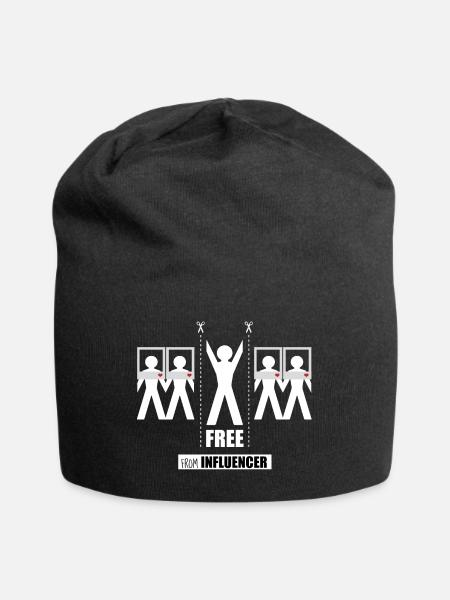 Frei von Influencern - Jersey-Beanie - Schwarz