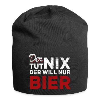 Der tut nix der will nur Bier - Spruch - Jersey-Beanie - Schwarz - Vorne