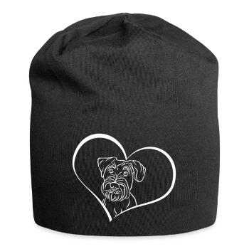 Schnauzer moyen en cœur - Bonnet en jersey - noir - Devant
