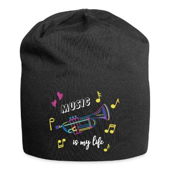Trompete - Music is my life - Musik - Instrument - Jersey-Beanie - Schwarz - Vorne