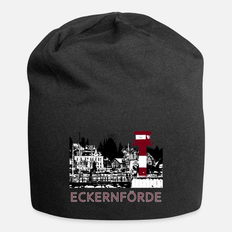Leuchtturm Eckernförde - Jersey-Beanie - Schwarz