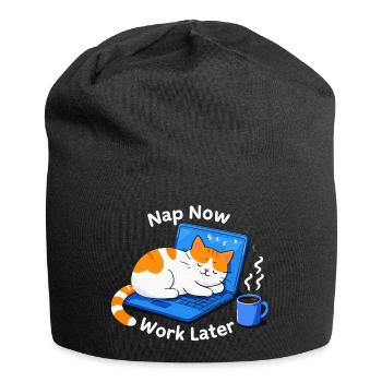 Nap Now Work Later - Jersey Beanie - black - Front