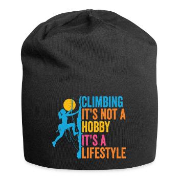 Klettern - es ist kein Hobby. Es ist ein Lebensstil - Jersey-Beanie - Schwarz - Vorne