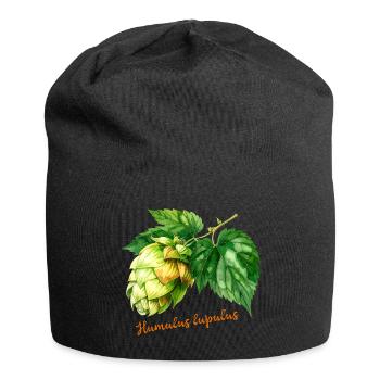 Humulus lupulus - botanical illustration - Jersey Beanie - black - Front