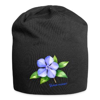 Vinca Minor - Watercolor botanical illustration - Jersey Beanie - black - Front