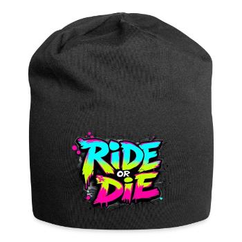 Skateboarder Ride or Die – Urban Neon Motif - Jersey Beanie - black - Front