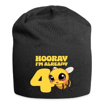 Biene - Hourra j’ai déjà 4 ans - Bonnet en jersey - noir - Devant