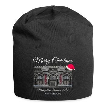 Noël à New York, dessin à la main du musée d’art - Bonnet en jersey - noir - Devant