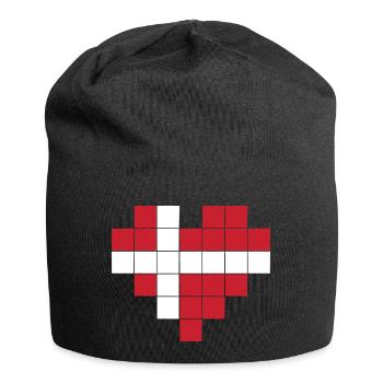 Pixel Herz Dänemark Flagge - Jersey-Beanie - Schwarz - Vorne