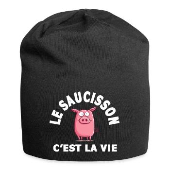 le saucisson c'est la vie humour - Bonnet en jersey - noir - Devant