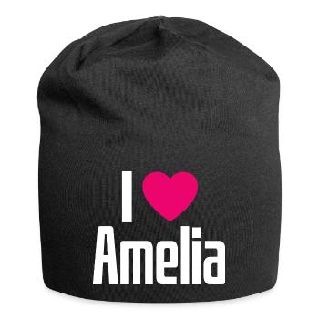 I Love Amelia Pinkes Herz Ich liebe Amelia - Jersey-Beanie - Schwarz - Vorne