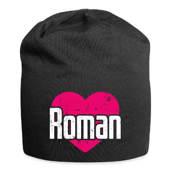 I Love Roman Pinkes Herz Ich liebe Roman - Jersey-Beanie - Schwarz - Vorne