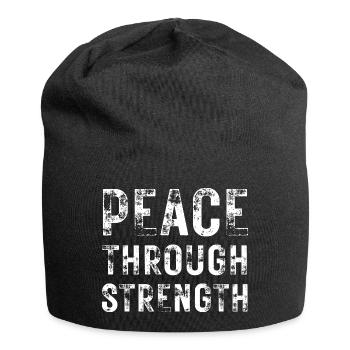 Peace Through Strength  - Jersey Beanie - black - Front
