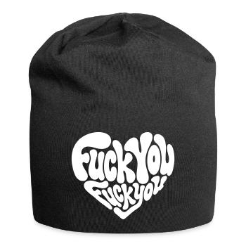 Fuck You Heart – Humor - Jersey-Beanie - Schwarz - Vorne