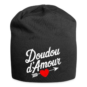 Valentine's Day Love Cuddly Toy Couple - Jersey Beanie - black - Front