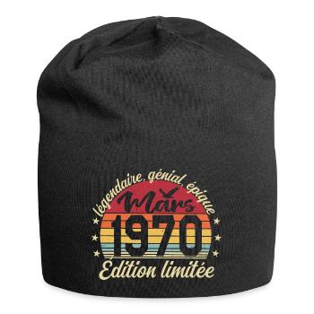 Mars 1970 56 ans Cadeau Anniversaire Mars 1970 - Bonnet en jersey - noir - Devant
