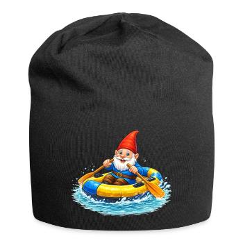 Garden gnome in rubber dinghy on summer adventure - Jersey Beanie - black - Front