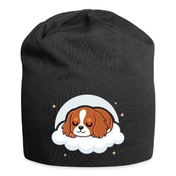 Chiot cavalier dormeur sur nuage - Bonnet en jersey - noir - Devant