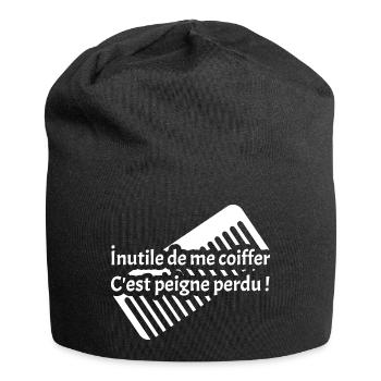 INUTILE DE ME COIFFER C'EST PEIGNE PERDU ! - Bonnet en jersey - noir - Devant