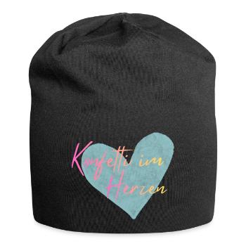 Konfetti im Herzen  - Jersey-Beanie - Schwarz - Vorne