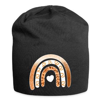 Leopard-Regenbogenherz-Arc - Jersey-Beanie - Schwarz - Vorne