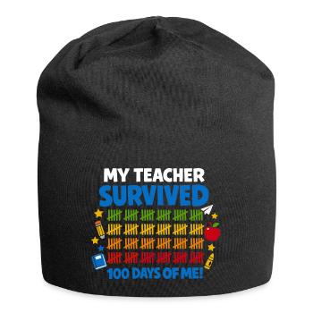J'ai survécu à 100 jours d'école Rigolo - Bonnet en jersey - noir - Devant
