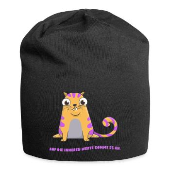 Innere Werte - Jersey-Beanie - Schwarz - Vorne