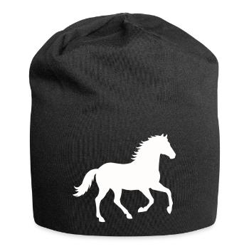 Silhouette d’un cheval sauvage - Bonnet en jersey - noir - Devant