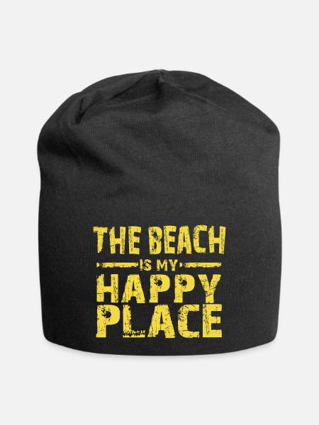 The beach is my happy place - Jersey Beanie - black