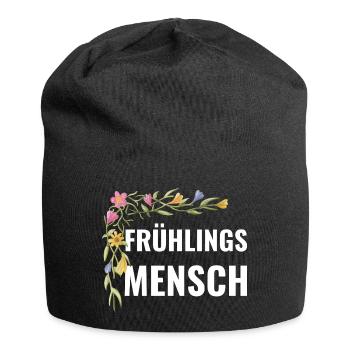 Frühlingsmensch – Blumen Statement - Jersey-Beanie - Schwarz - Vorne