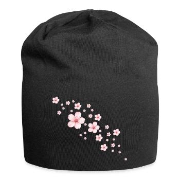 Delicate Cherry Blossoms Illustration - Jersey Beanie - black - Front