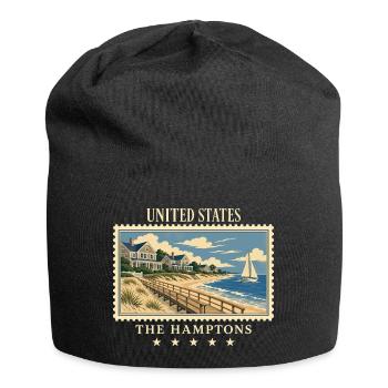 USA The Hamptons Vintage Travel Brand - Jersey Beanie - black - Front