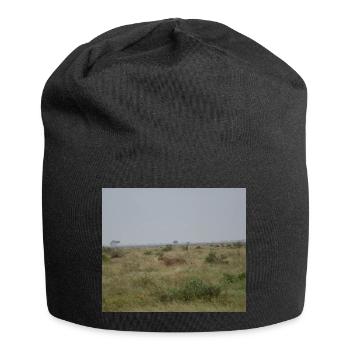 Lion dans la savane au crépuscule - Bonnet en jersey - noir - Devant