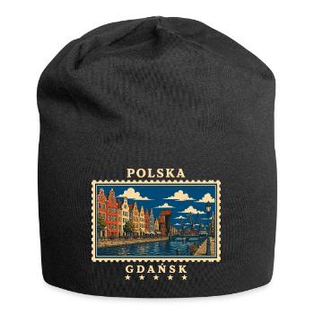Polen Gdańsk Vintage Reisemarke - Jersey-Beanie - Schwarz - Vorne