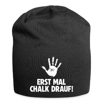 Klettern Erst mal Chalk drauf Bouldern - Jersey-Beanie - Schwarz - Vorne
