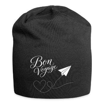 Bon Voyage gute Reise Papierzug Flugzeug mit Herz - Jersey-Beanie - Schwarz - Vorne