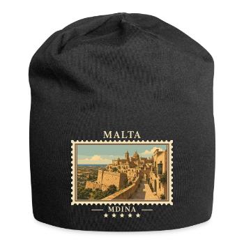 Malta Mdina Vintage Travel Brand - Jersey Beanie - black - Front