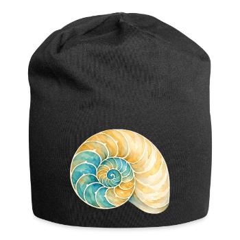 Water-coloured shell spiral - Jersey Beanie - black - Front