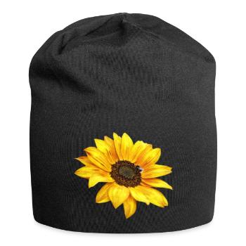 Sonnenblume - Jersey-Beanie - Schwarz - Vorne