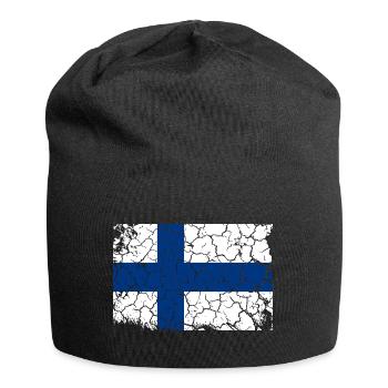 Finnland Flagge Vintage Suomi Urlaub Finnisch - Jersey-Beanie - Schwarz - Vorne