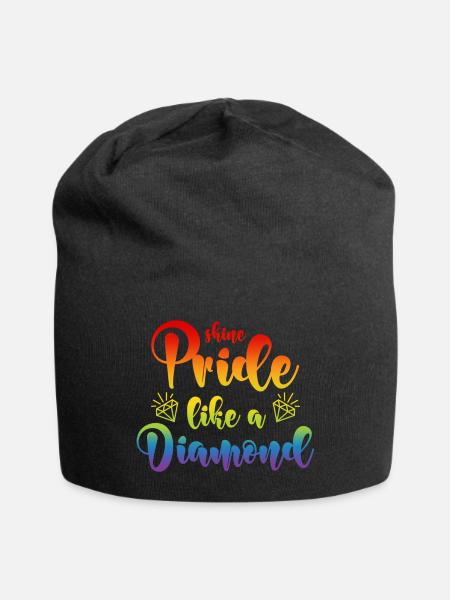 LGBT Diamant Spruch Shine Pride Like A Diamond - Jersey-Beanie - Schwarz