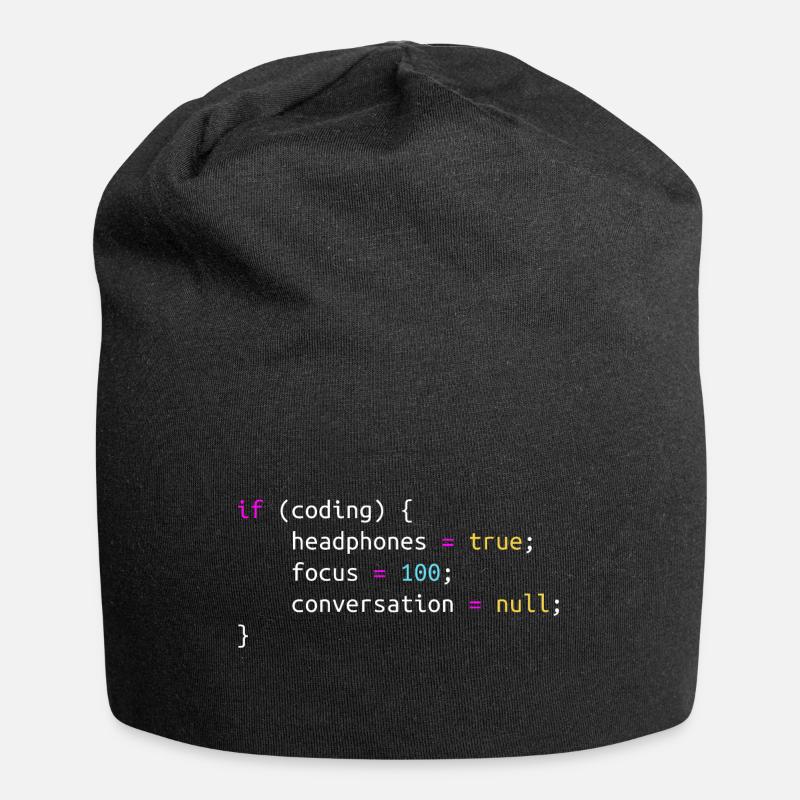 Lustiges Geschenk für Programmierkopfhörer beim Codieren - Jersey-Beanie - Schwarz