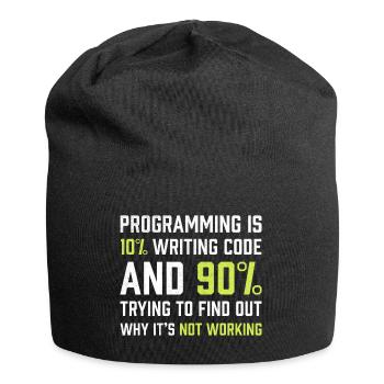 Die Programmierung besteht zu 10% aus dem Schreiben von Code | Programmierer Geschenk - Jersey-Beanie - Schwarz - Vorne