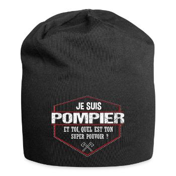 Pompier - Humour - Cadeau - Super Pouvoir - - Bonnet en jersey - noir - Devant