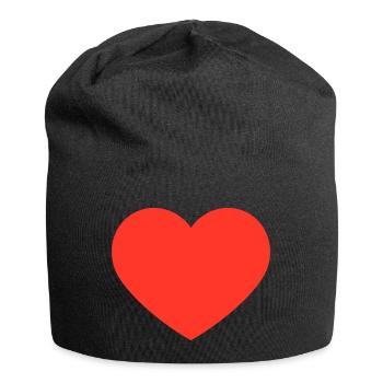 Coeur rouge - Bonnet en jersey - noir - Devant