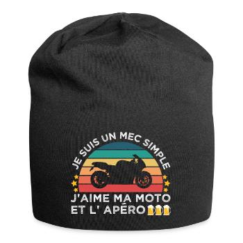 J'aime ma moto et l' apéro humour motard cadeau - Bonnet en jersey - noir - Devant