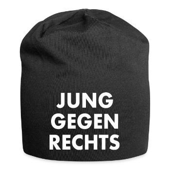 Jung gegen rechts - Jersey-Beanie - Schwarz - Vorne