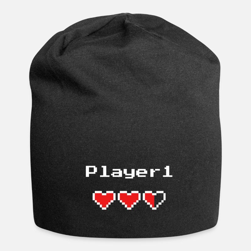 Player 1 One Player 2 Two Gamer Partner Gaming - Jersey-Beanie - Schwarz